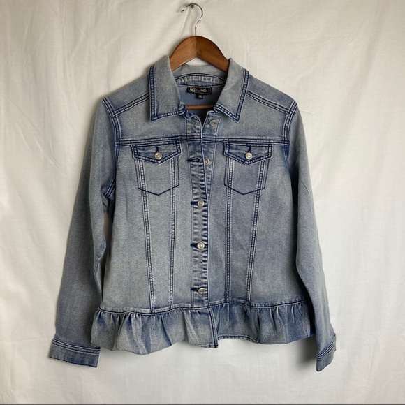 Like New DG2 Midtone Boho Ruffle Denim Jacket - Picture 7 of 7